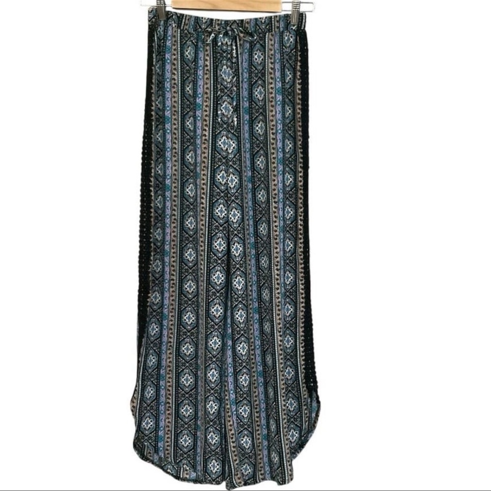 Joe Benbasset Women's Small Striped Geometric Drawstring Waist Wide Leg Pants